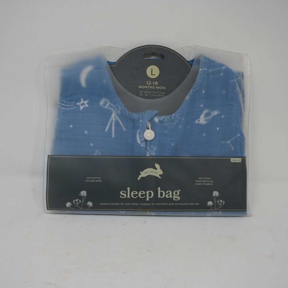 Red Rover Baby Sleep Bag Size L 12–18 Months New in Package Blue Muslin